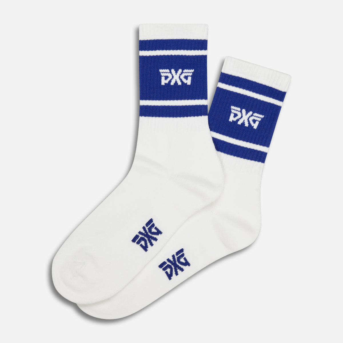 Men's Stripe Crew Socks in Royal Blue, product photo 2