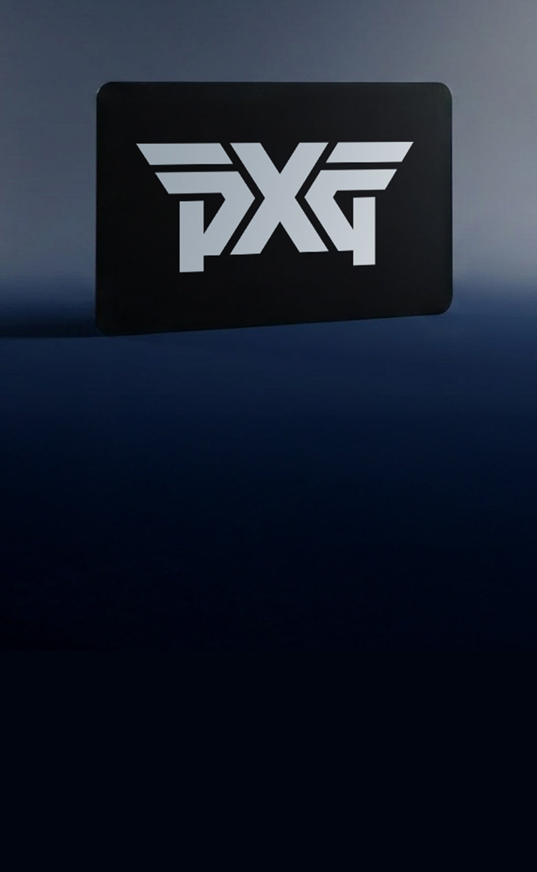 PXG card with logo on a dark blue background