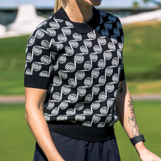 Women's Golf Ball Motif Knitted Top - PXG