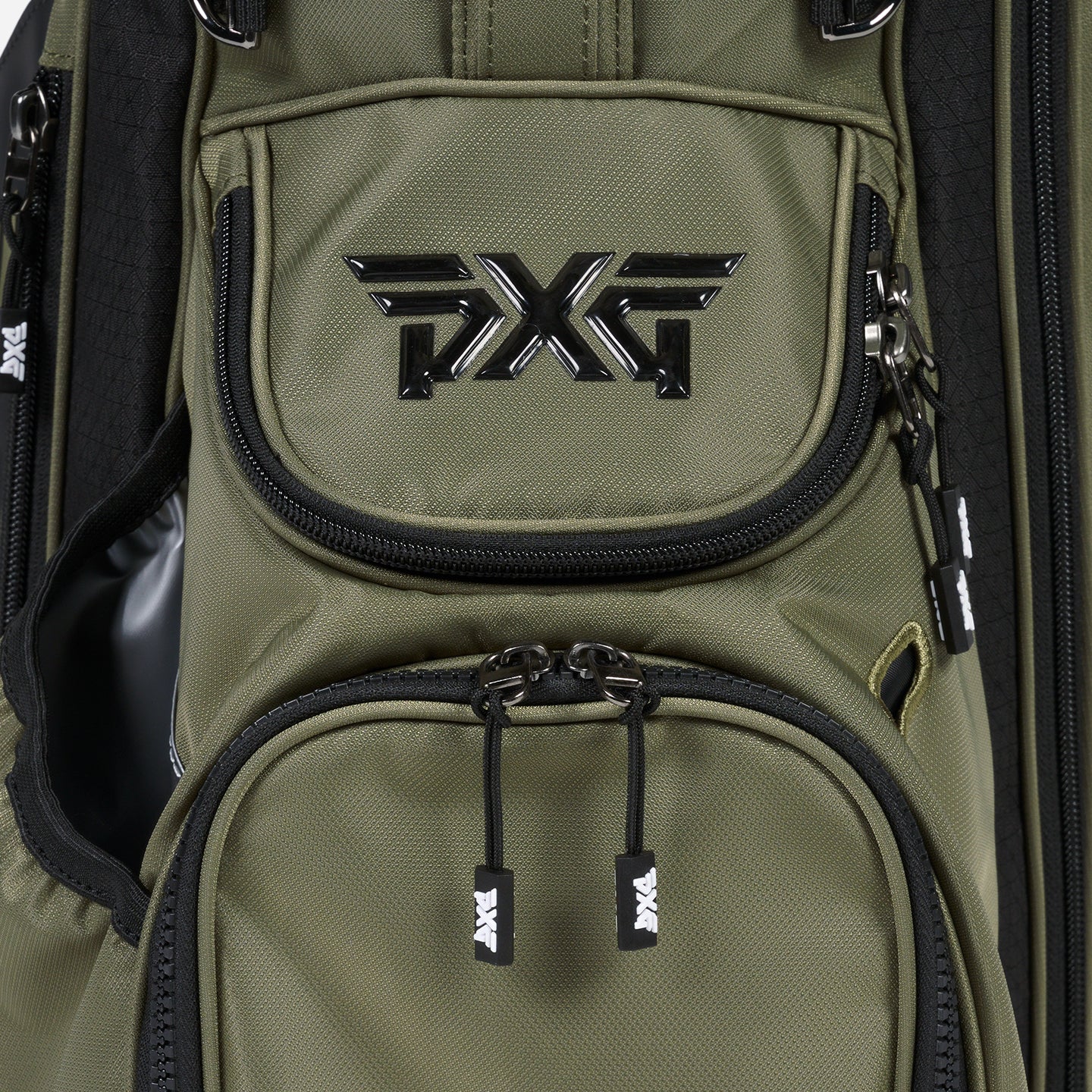 Green golf bag with PXG logo and branding