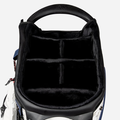 PXG red, blue, and white 2026 stars and stripes hybrid stand golf bag on a white background