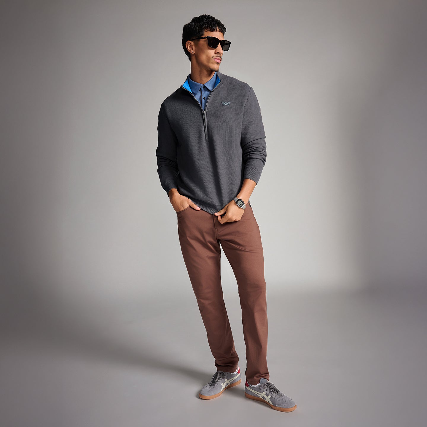 PXG Men's Classic 1/4 Zip Sweater in Grey