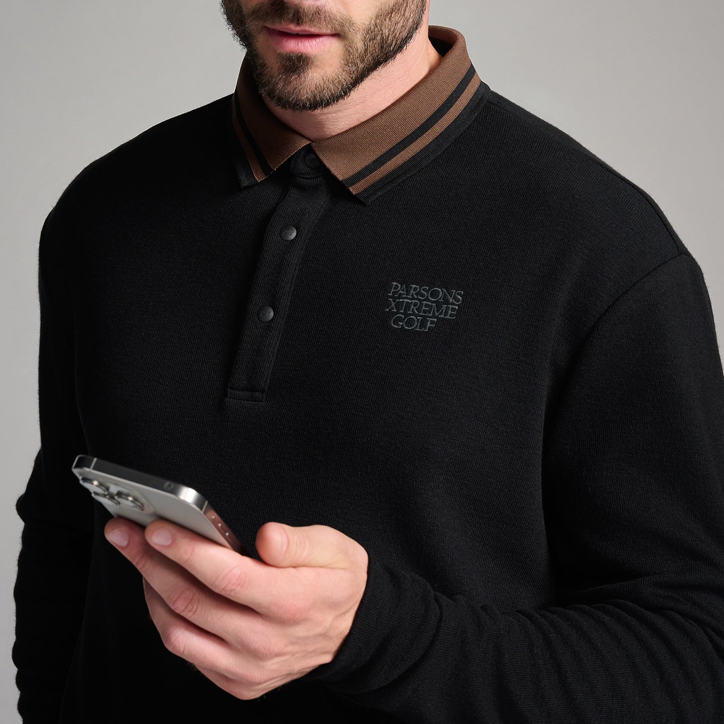 Men's Plush Long Sleeve Polo