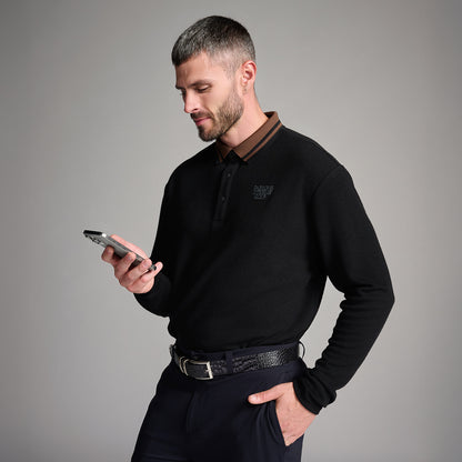 Men's Plush Long Sleeve Polo