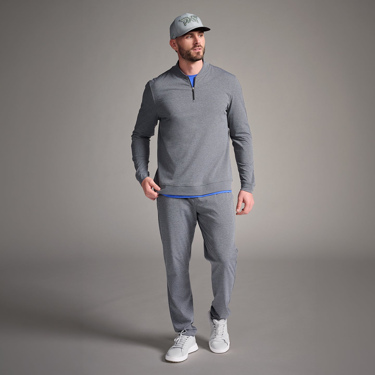 PXG men's charcoal shadow jogger on a white background