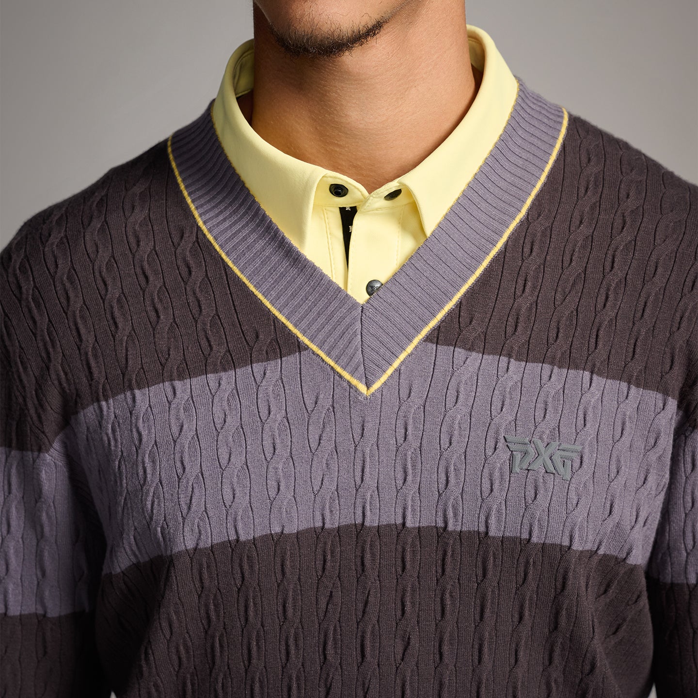 Men's Cable Knit V-Neck Sweater