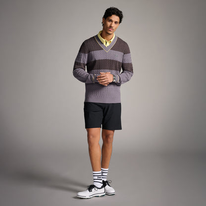 Men's Cable Knit V-Neck Sweater