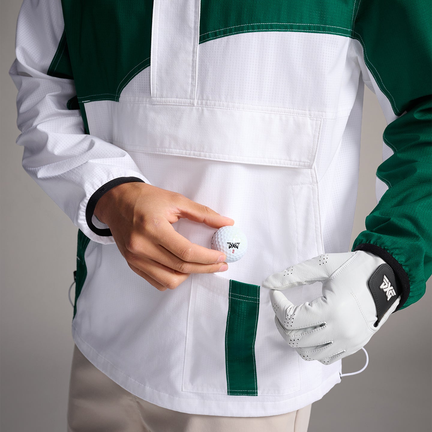 WACKOMARIA ジップアップジャケット ホワイト×グリーン Men's Fairway 1/2 Zip Anorak – PXG