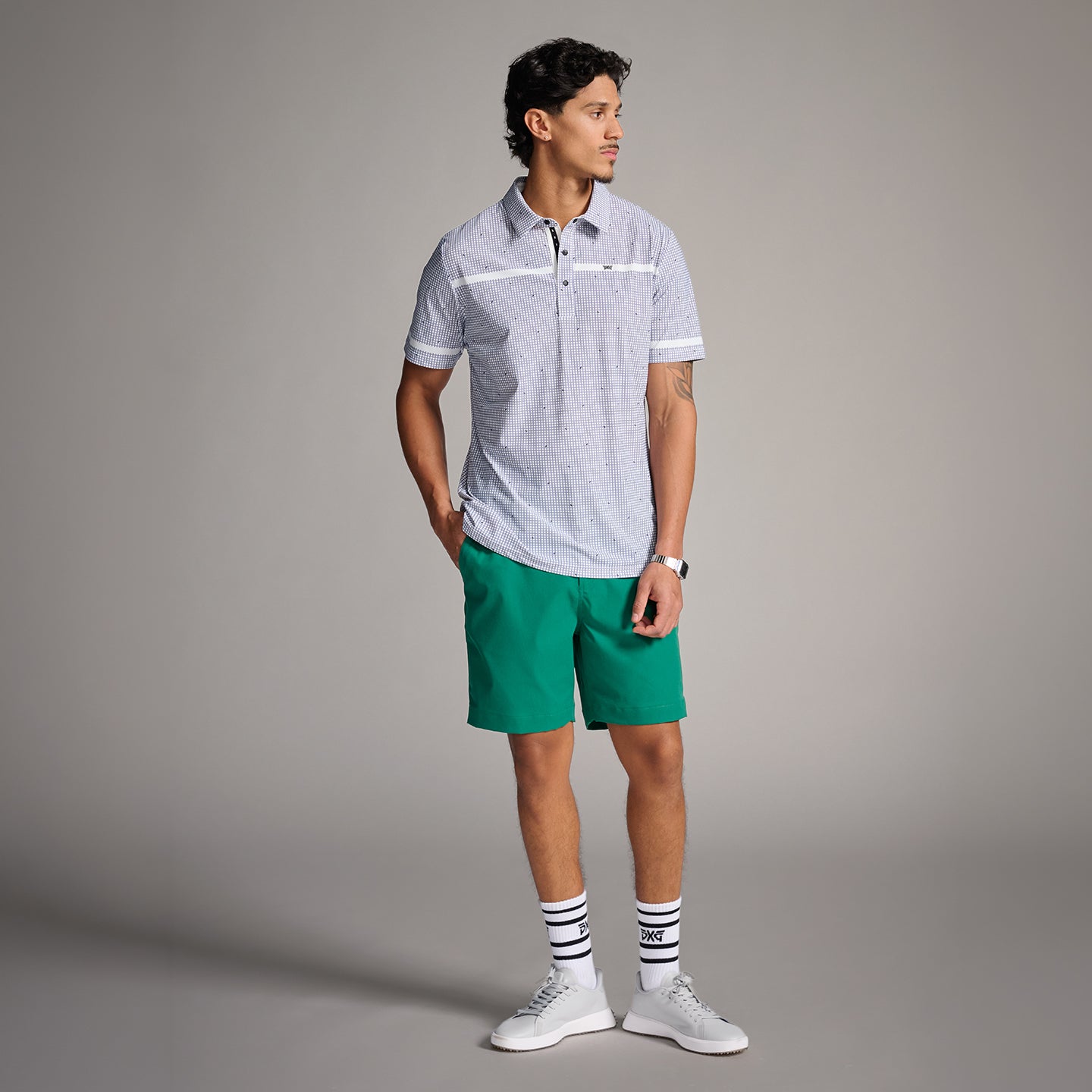 Men's Basket Weave Print Polo