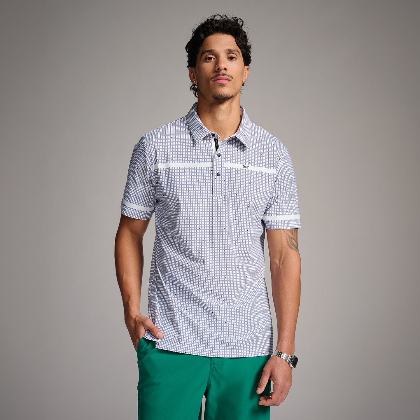 Men's Basket Weave Print Polo