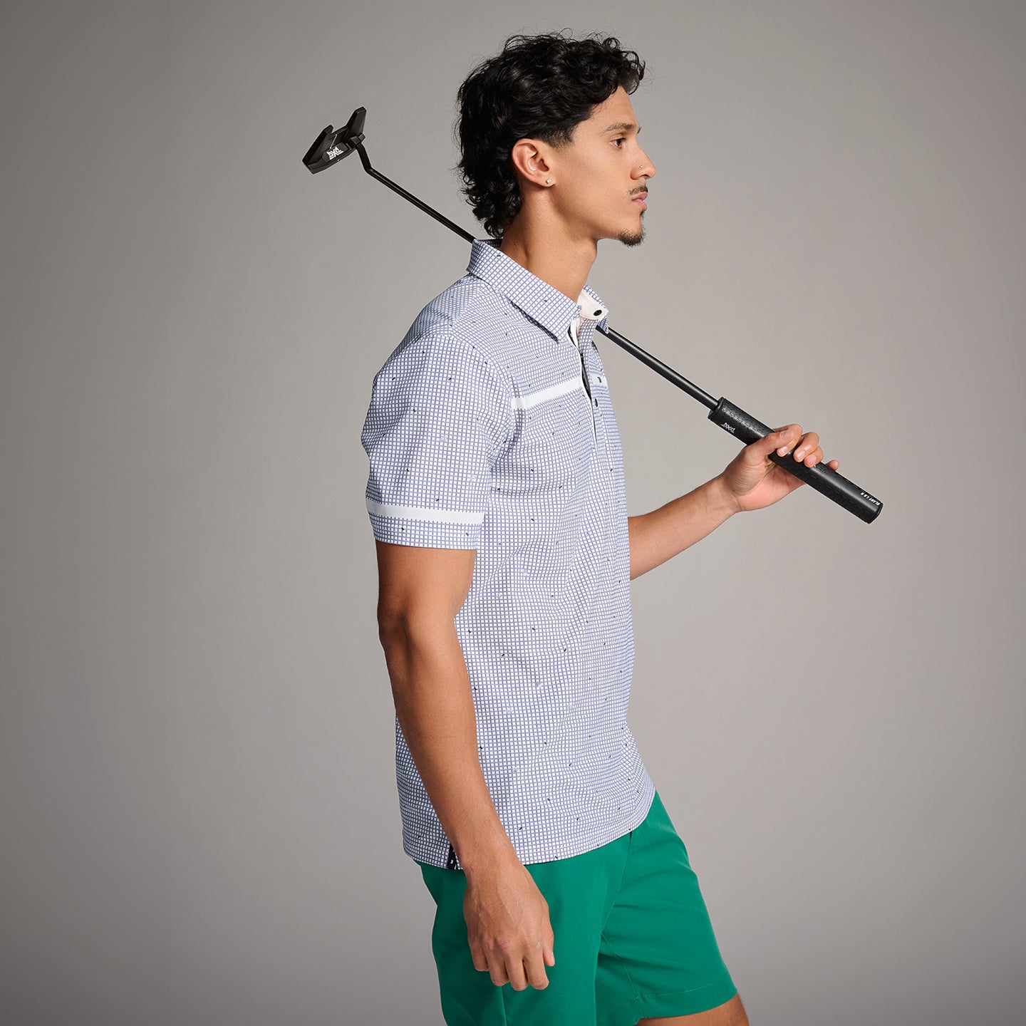 Men's Basket Weave Print Polo