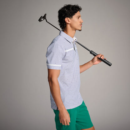 Men's Basket Weave Print Polo