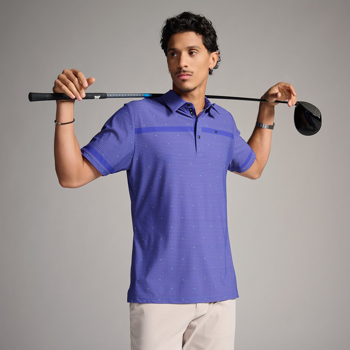 Men's Basket Weave Print Polo