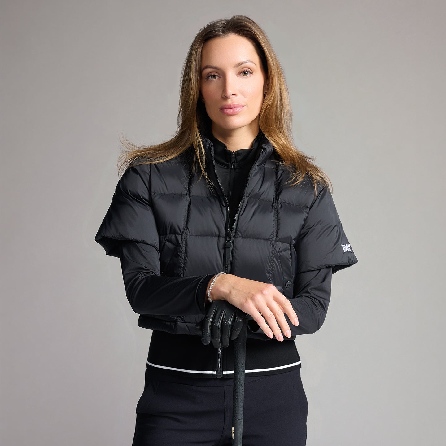 Women's Ribbed Waist Short Sleeve Puffer Jacket