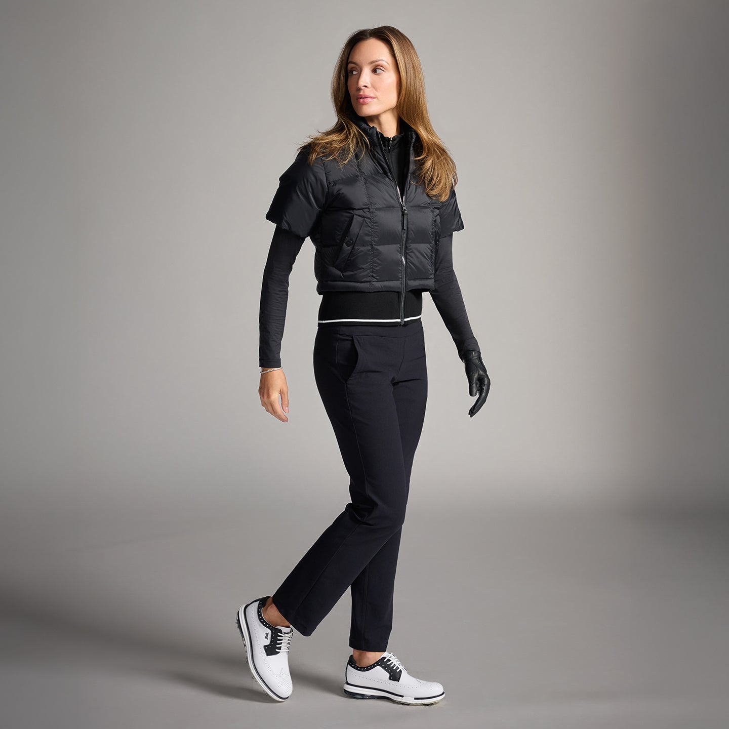 Women's Ribbed Waist Short Sleeve Puffer Jacket