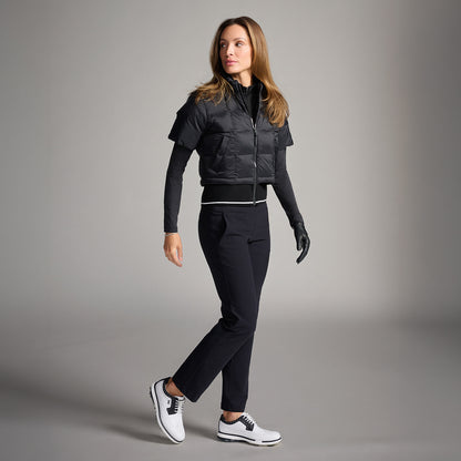 Women's Ribbed Waist Short Sleeve Puffer Jacket