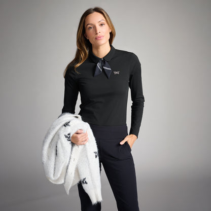 Women's Tie Neck Long Sleeve Polo