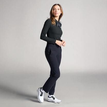 Women's Tie Neck Long Sleeve Polo