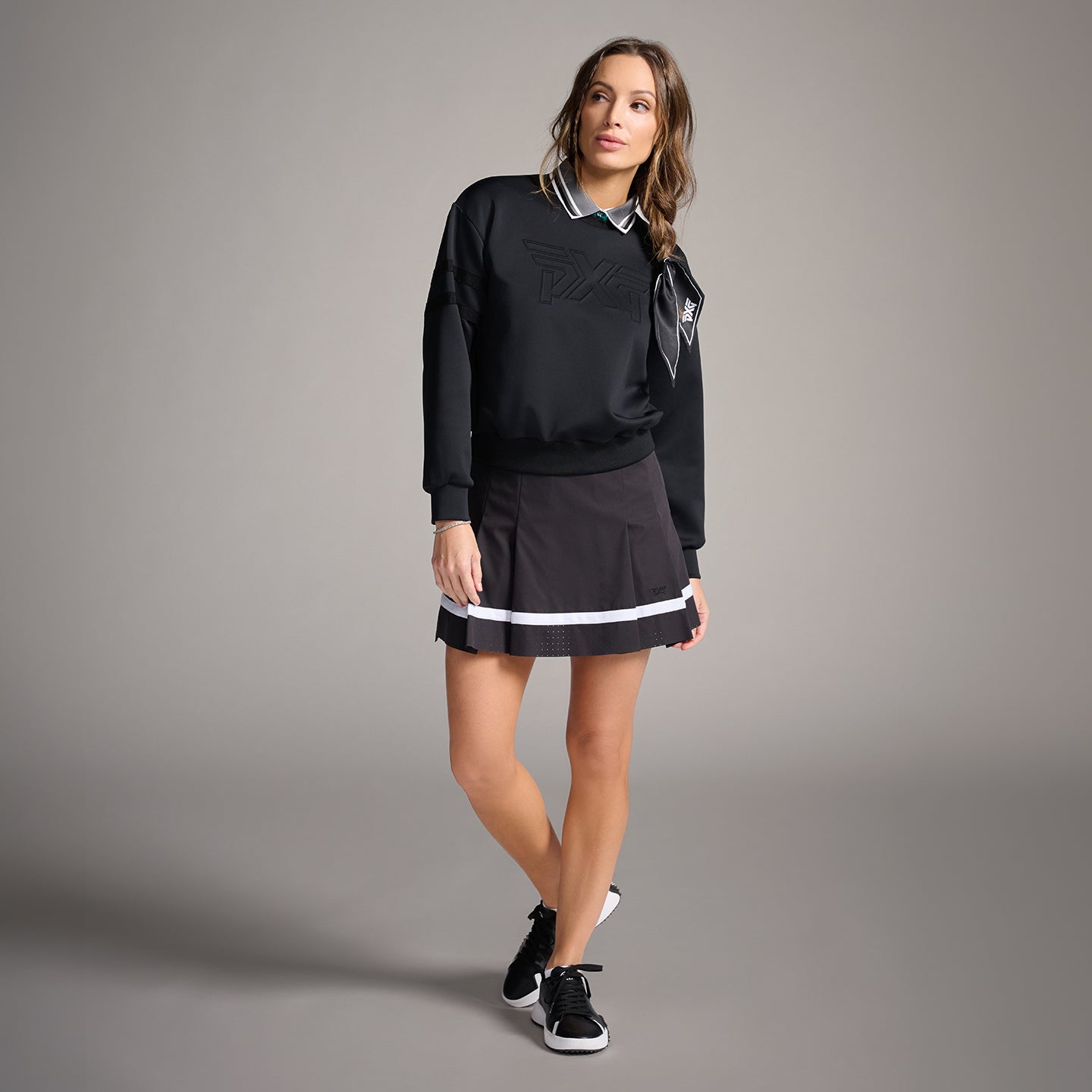 【セール】PXG ブラック クルーネックセータートレーナー Women's Shadow Crewneck Pullover – PXG