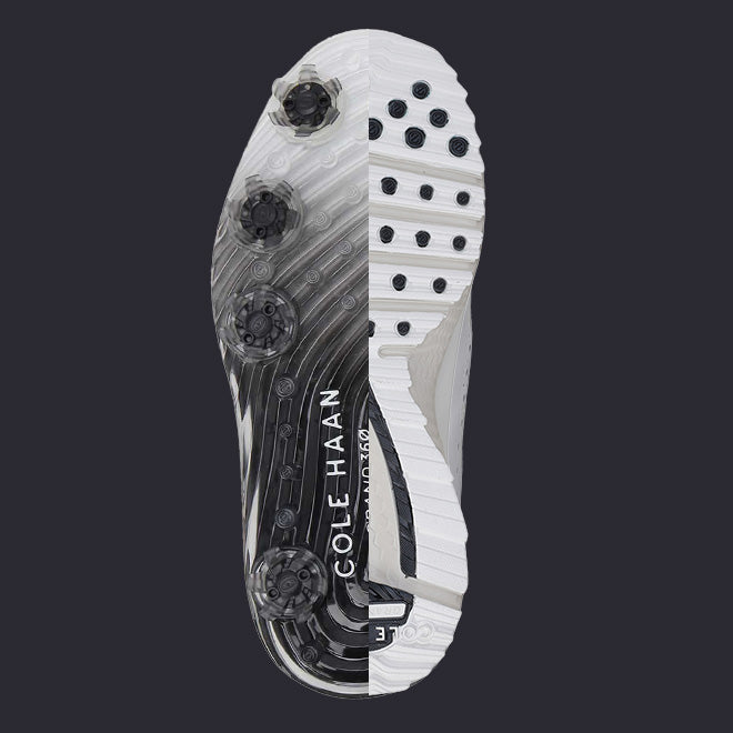 Close-up of a Cole Haan shoe sole on a black background