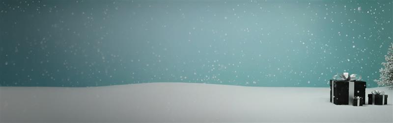 Winter scene with presents under a starry sky on a teal background