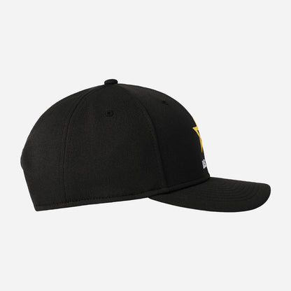 Black hat with an Army logo on a white background