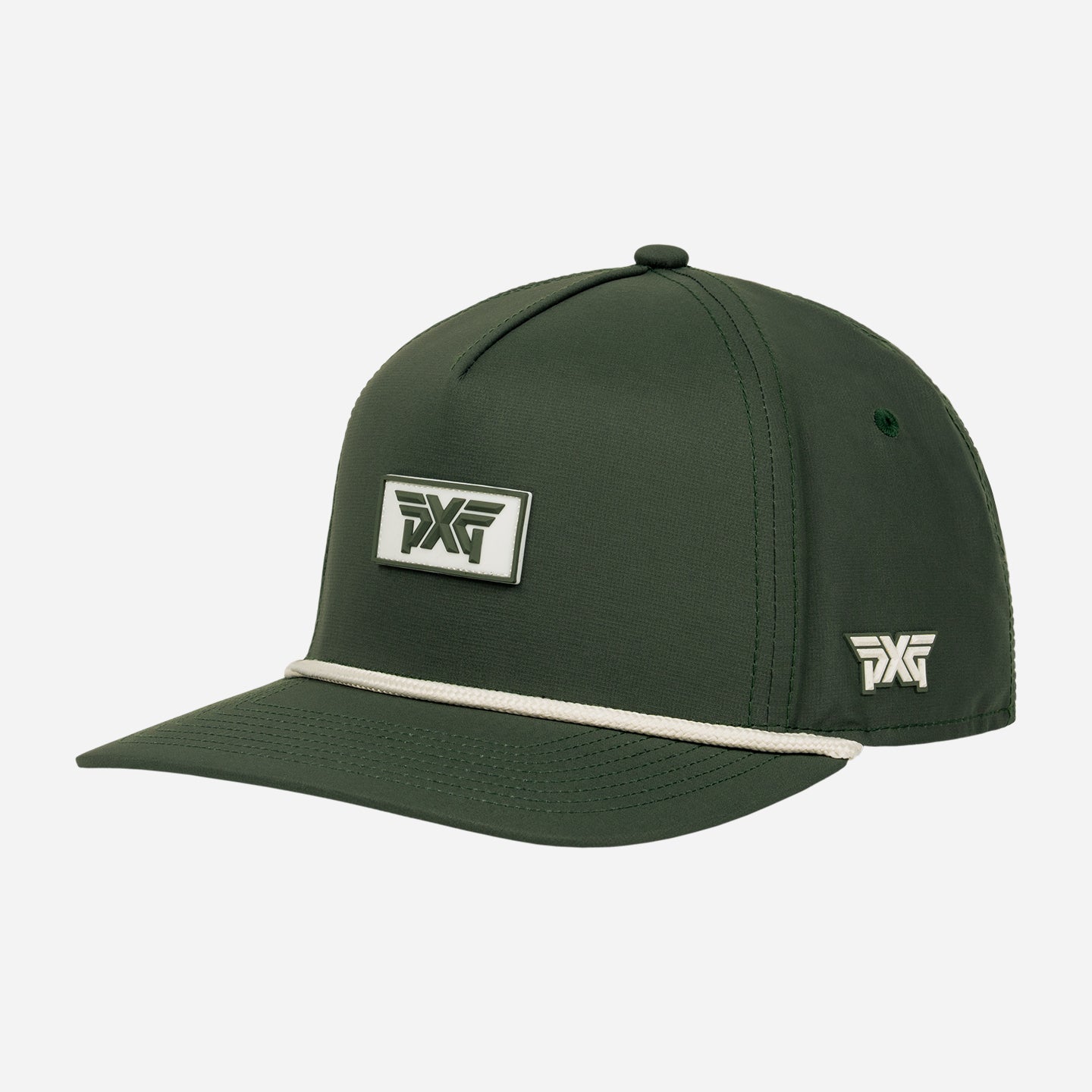 Green cap with a logo on a white background