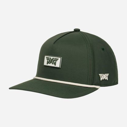 Green cap with a logo on a white background
