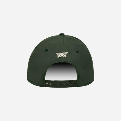 Green cap with a logo on a white background