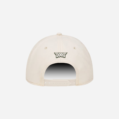 Beige cap with a logo on a white background