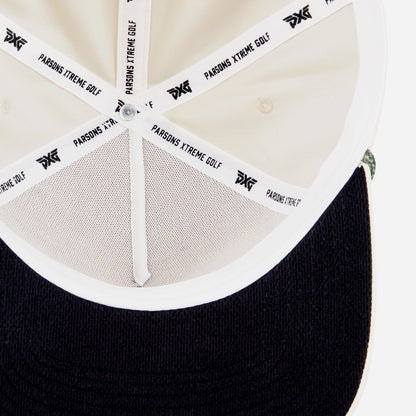 Beige cap with a logo on a white background