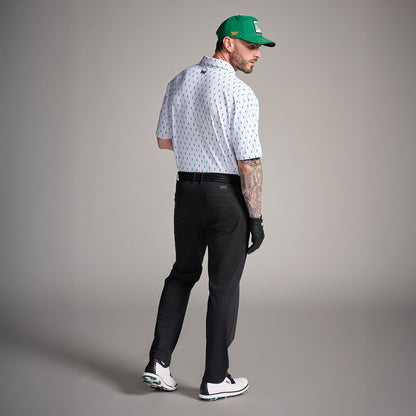 Men's Tour Cactus Print Polo in White Comfort Fit, back view