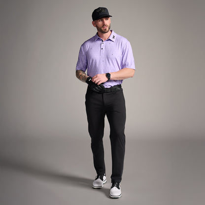 Men's Tour Cactus Print Polo in Lavender Mist Comfort Fit, front view