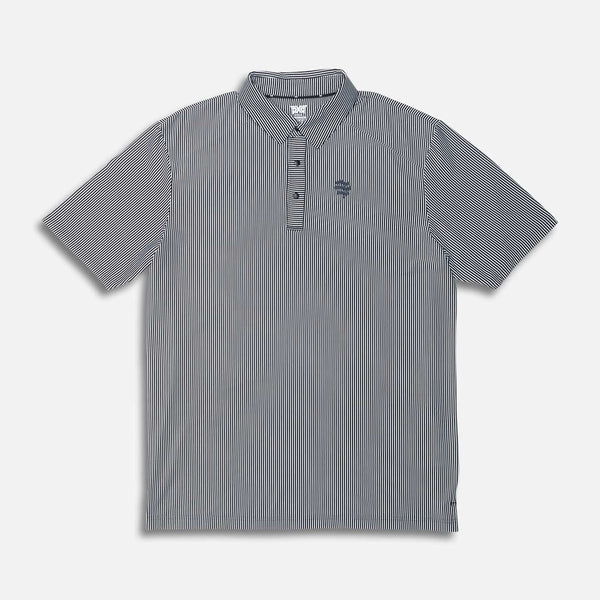 PGG グレー ポロシャツ Mens-Comfort-Fit-Striped-Polo-
