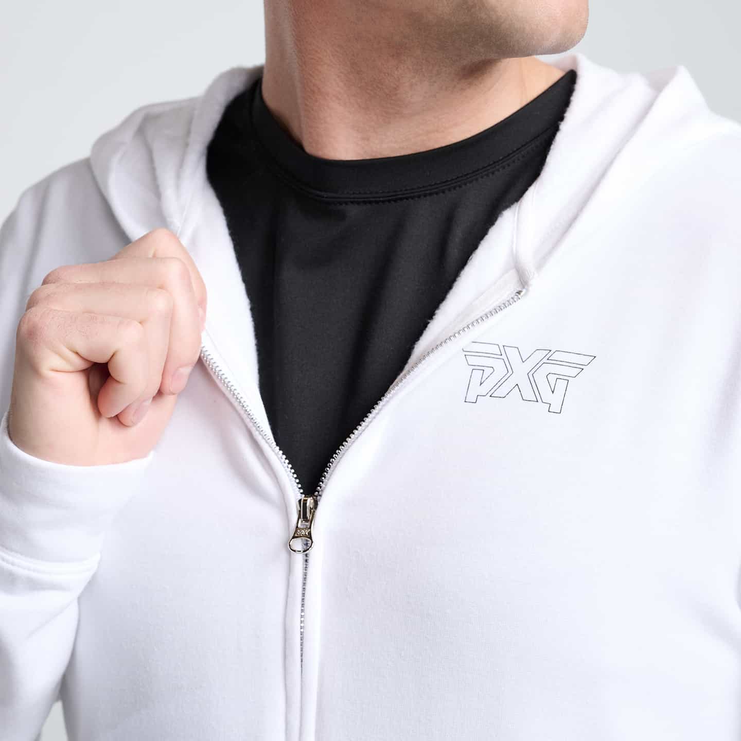 Clique Men's Full Zip Hoodie - Soft Touch Fabric, Anti-Pilling, Ribbed Cuffs & Hem, Hidden Earphone Loops, XL In White