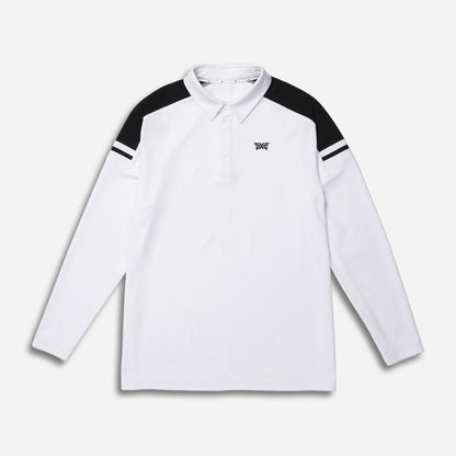 Men's Long Sleeve Knit Shoulder Panel Polo