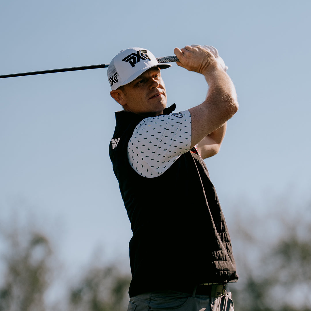 PGA Tour Pro Patrick Fishburn wearing PXG Golf Clothes on a golf course