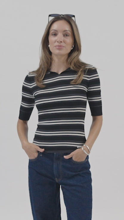 Women's Lapel Knitted Top