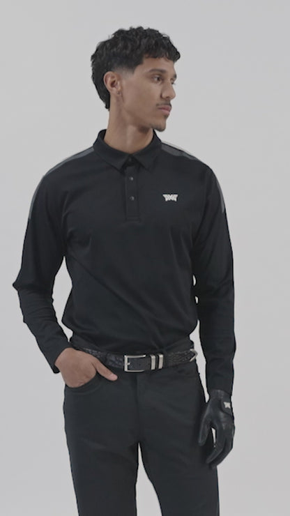 Men's Long Sleeve Shoulder Panel Polo