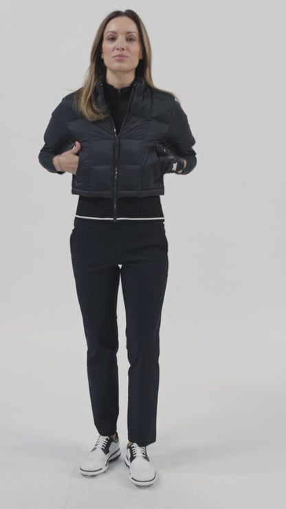 Women's Ribbed Waist Short Sleeve Puffer Jacket