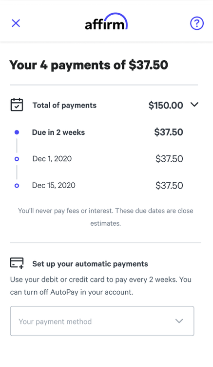 Make payments over time when you checkout using Affirm on PXG.com.