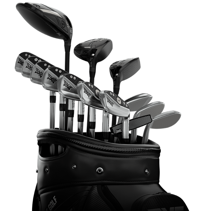 Full Gen6 golf club set inside a PXG golf bag