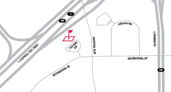 Map showing PXG store location on Visitors Circle, near the South Kirkman Road exit of I-4.