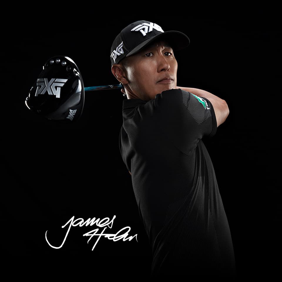 PXG PGA TOUR Pro James Hahn swinging a driver in the studio.