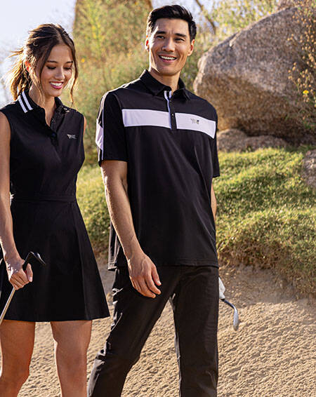 Man and Woman in golf dress and polo