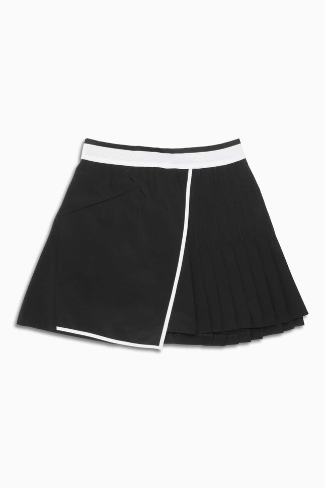 Women's Asymmetric Block Pleated Skirt