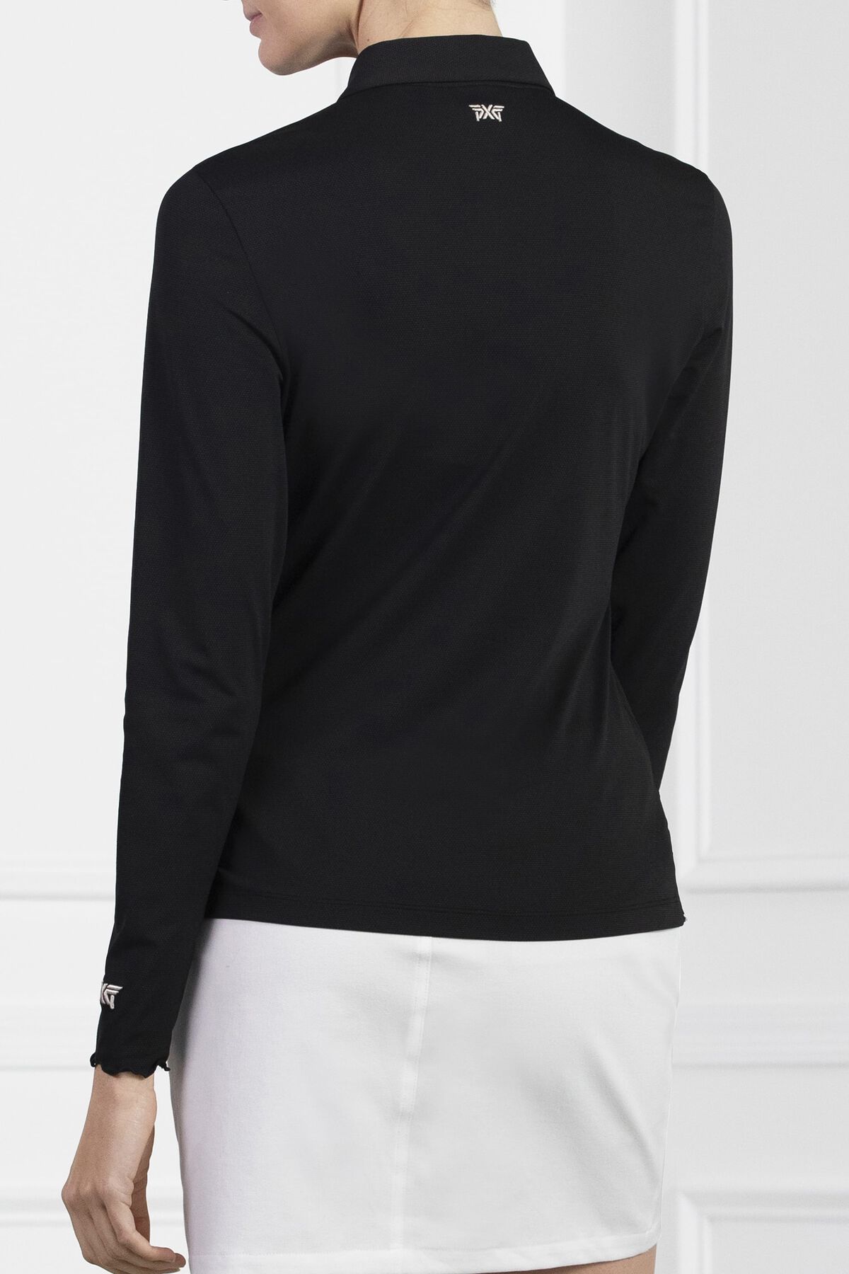Long Sleeve Zipper Polo Black
