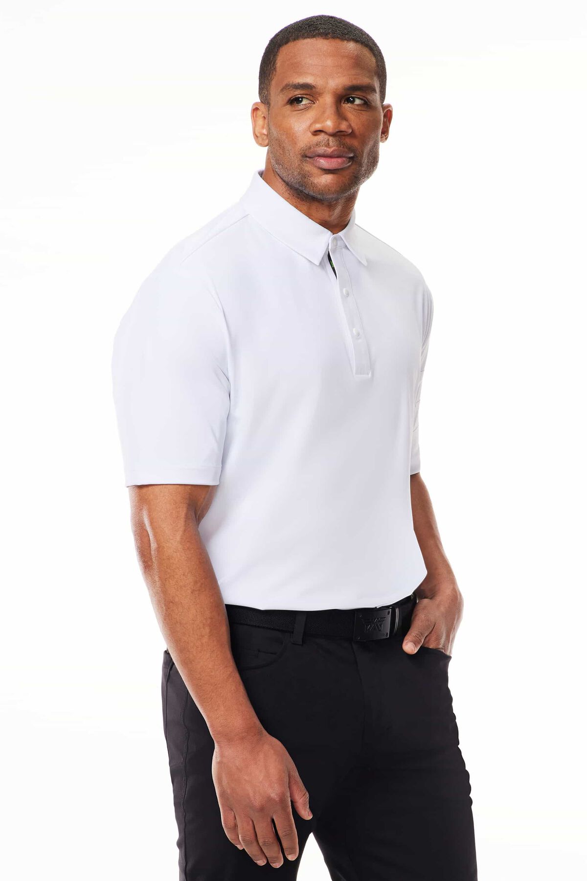 Comfort Fit Racer Polo White