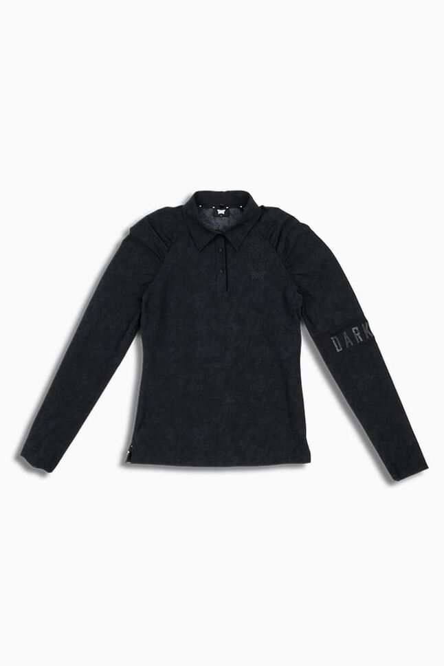 Darkness Rouched Long Sleeve Polo