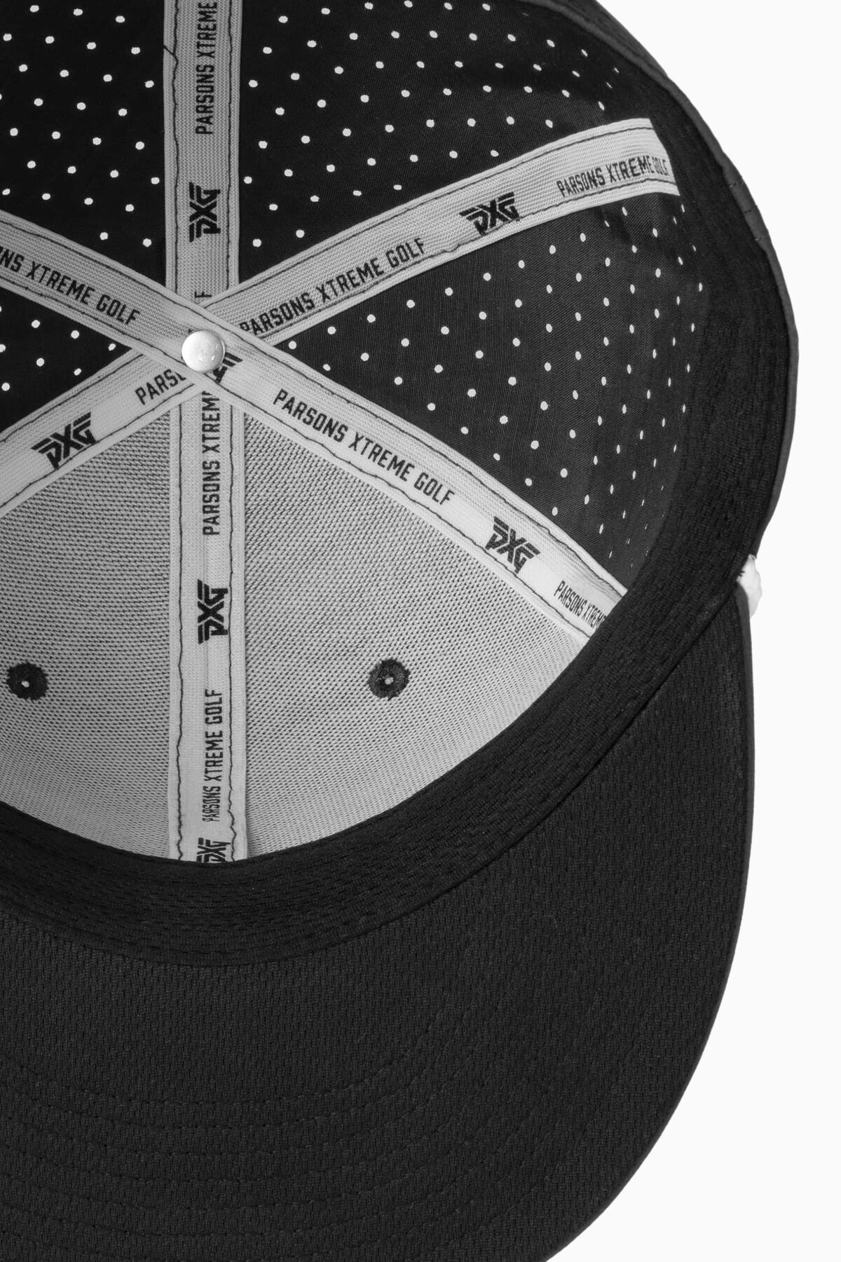 Men's 6-Panel High Crown Snapback Cap - Black/White Logo - One Size Black & White